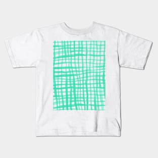 Watercolor doodle gingham - aqua Kids T-Shirt